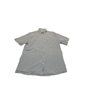 Old Navy Men’s Blue  Stripped Short Sleeve Button Down Shirt - Size Large